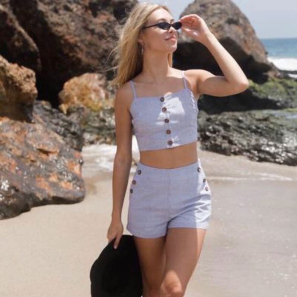 american threads seersucker crop top set